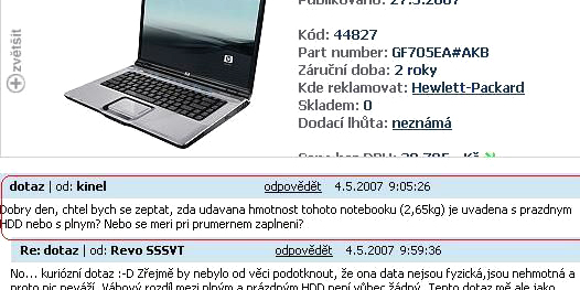 Dotaz na stránkách CzechComputeru